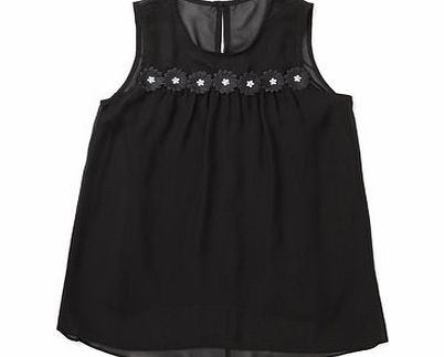 Bhs Girls Black Daisy Chiffon Top, black 1064818513