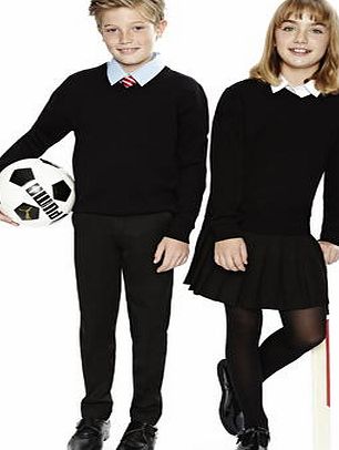 Girls Black Unisex Senior Slim V-Neck School