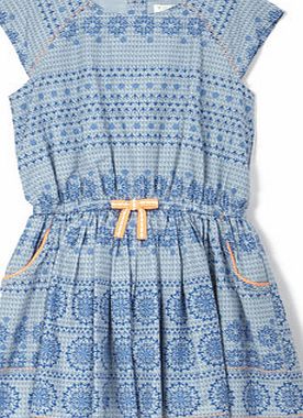 Bhs Girls Blue Geo Print Dress, blue 9268621483