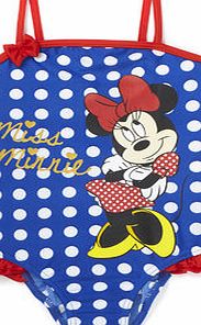 Bhs Girls Blue Minnie Mouse Spotted Swimsuit, blue