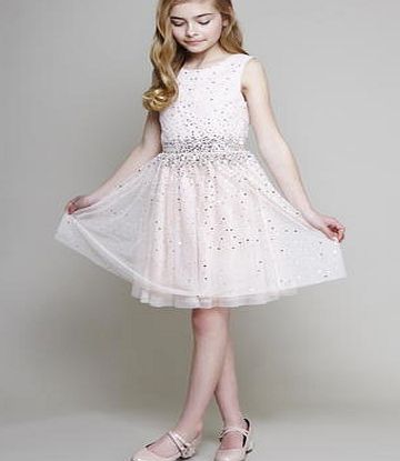 Bhs Girls Blush Pink Iris Scattered Dress, blushed