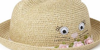 Bhs Girls Cat Straw Bowler Hat, natural 9270730438