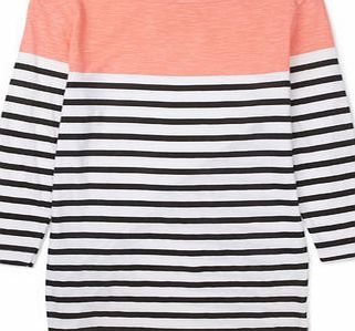 Bhs Girls Coral Boat Neck Long Sleeved Top, coral