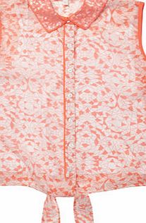 Bhs Girls Coral Crackle Print Shirt, coral 1070163641
