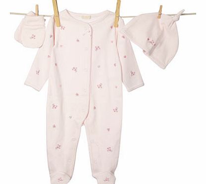 Bhs Girls Delicate Embroidered Sleepsuit Set, pink