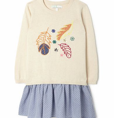 Bhs Girls Feather Knitted Dress, biscuit 9268103527