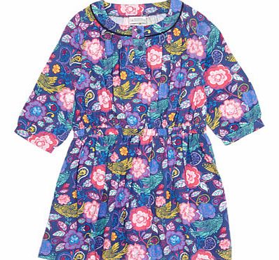 Girls Floral Print Tunic Dress, purple multi
