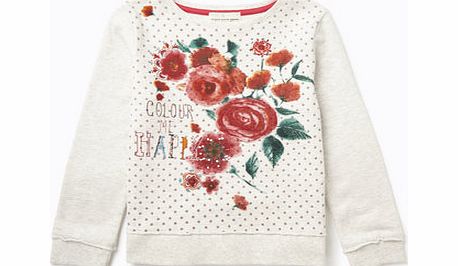 Bhs Girls Flower Sweat Top, biscuit 9268233527