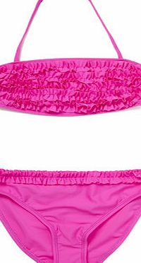 Bhs Girls Fluro Pink Frill Bandeau Bikini, pink