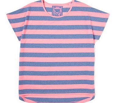 Bhs Girls Girl Stripe Oversized T-Shirt, blue multi
