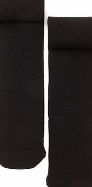 Girls Girls 2 Pack Black Cotton Soft Tights,