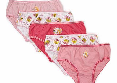 Bhs Girls Girls 5 Pack Disney Princess Pink Briefs,