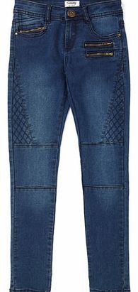 Girls Girls Dark Blue Biker Jeans, dark blue