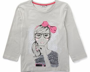 Bhs Girls Girls Graphic Top, light grey 1065300682
