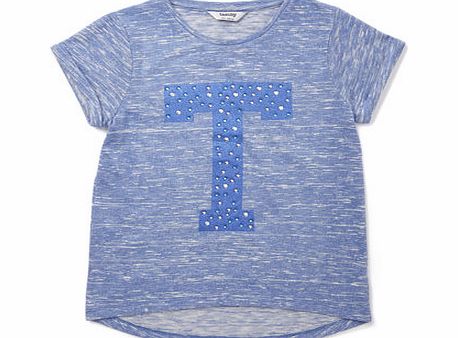 Bhs Girls Girls Letter T Top, blue marl 1064522384