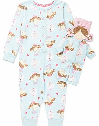 Girls Girls Millie & Dolly Onesie, Aqua 8881445257