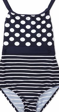 Bhs Girls Girls Navy and White Swimsuit, navy