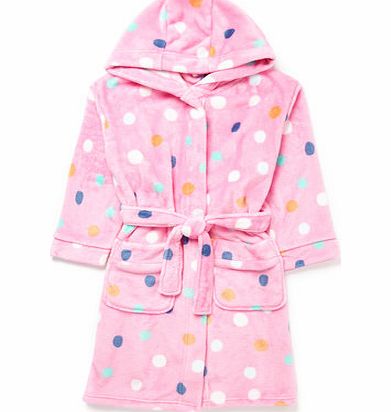 Bhs Girls Girls Spot Print Hooded Dressing Gown,