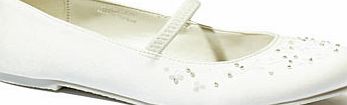 Bhs Girls Ivory Wide Fit Embellished Shoes, ivory
