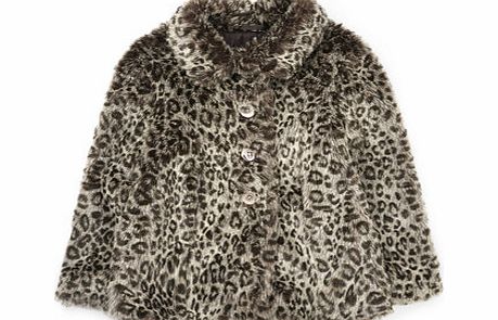 Bhs Girls Leopard Print Coat, grey multi 1065925273