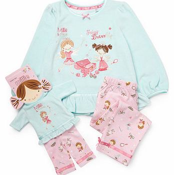 Girls Millie & Dolly Aqua Pyjamas, Aqua 8880945257