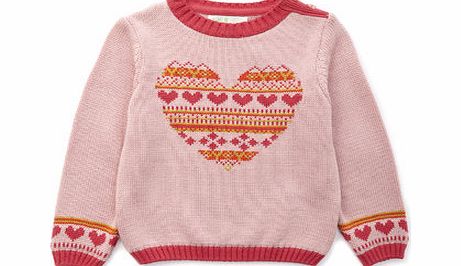 Bhs Girls Multi Fair Isle Heart Jumper, multi