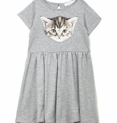Bhs Girls Photo Cat Dress in Grey Marl, grey marl