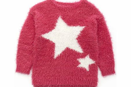 Bhs Girls Pink Fluffy Star Jumper, pink 9266880528