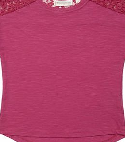 Bhs Girls Plum Lace Back Top, HOT PINK 1070076142