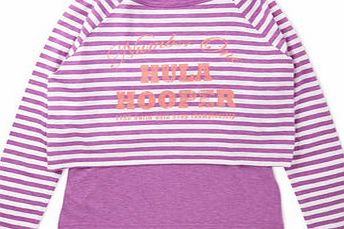 Bhs Girls Purple Stripe Top with Vest, purple