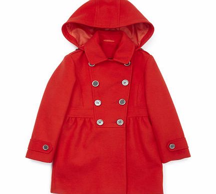 Bhs Girls Red Double Breasted Coat, red 9266823874