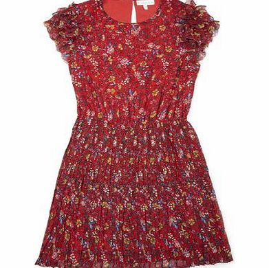 Bhs Girls Red Floral Chiffon Dress, red 1066793874