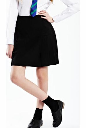 Girls Senior Girls Black Basque Pleat Skirt,