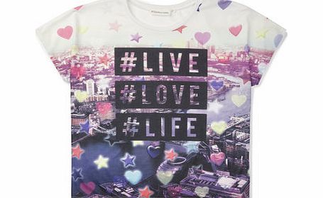 Bhs Girls Skyline Sublimation Top, white 1064930306