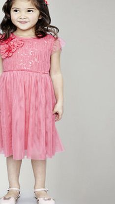 Bhs Girls Sorbet Pink Sequin Corsage Dress, sorbet