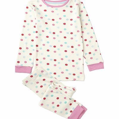 Girls Spot Design Cream Thermal Set, ivory