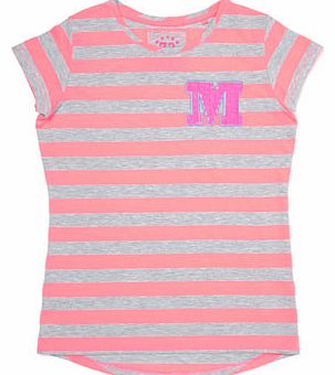 Bhs Girls Stripe ``M`` Tee, grey multi 1099875273