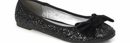 Bhs Girls #TammyGirl Black Glitter Bow Ballet Pumps,