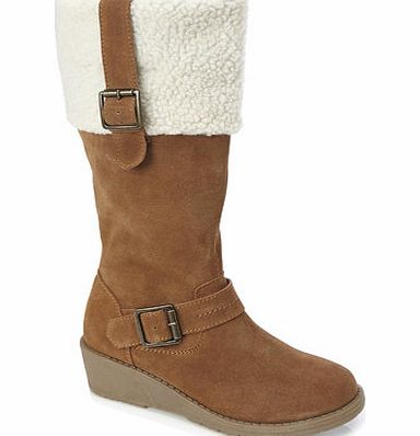 Bhs Girls #TammyGirl Suede Wedge Boots, natural tan