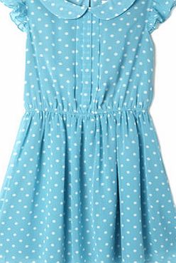 Bhs Girls Turquoise Spot Chiffon Dress, dark