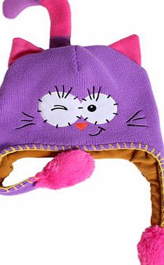 Bhs Girls Twitchy Kitty Flippeez Hat, purple multi