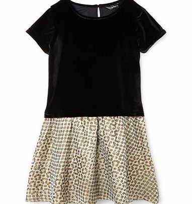Girls Velvet  Jacquard Dropped Waist Dress,
