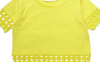 Bhs Girls Yellow Crochet Trim Top, yellow 1070282383