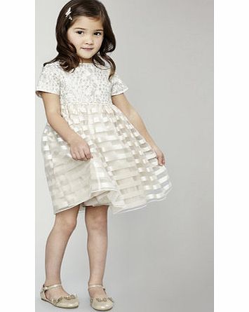 Girls Younger Girls Lace Organza Stripe Dress,
