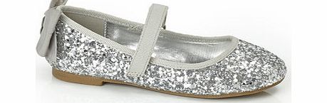 Bhs Girls Younger Girls Silver Glitter Ballet Pumps,