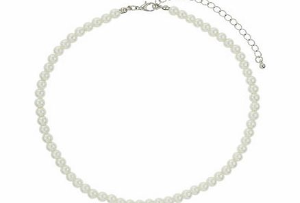 Bhs Glass Pearl Choker Necklace, cream 12178620005