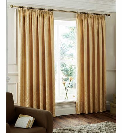 Gold Loxley Jacquard Pencil Pleat Curtain, gold