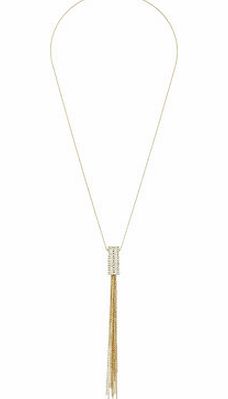 Bhs Gold Rhinestone Tassel Necklace, crystal
