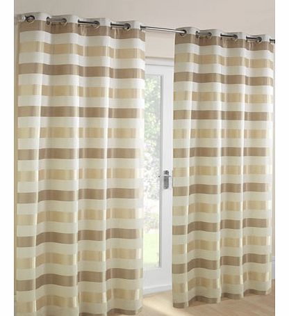 Bhs Gold Striped Jacquard Eyelet Curtain, gold