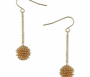 Bhs Gold Textured Bead Drop Earrings, gold 12179936982
